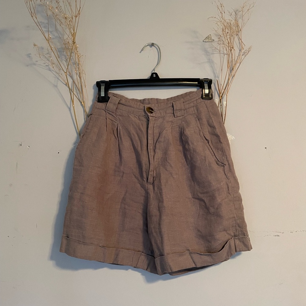 High Waisted Linen Shorts